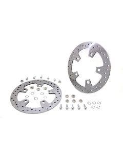 V-Twin 11.8" Drilled Front Brake Disc Rotors Stainless OE Repl 41500017 Harley FLH 14-Up