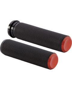 Arlen Ness 07-304 Fusion Knurled Grips Orange Harley Cable Throttle 82-Up