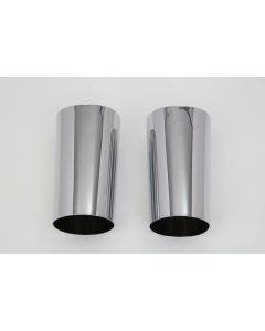 V-Twin 24-1047 Chrome 49 MM Fork Boots Cow Bells Slider Covers Harley FLT 14-Up