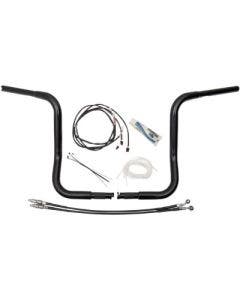 FBI Fat Baggers Black 14" EZ Install Rounded Handlebar Package Harley FLH 14-20