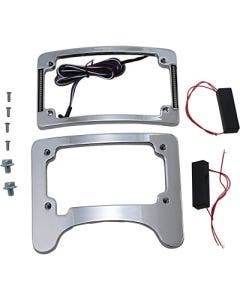 Custom Dynamics Chrome Tag Plate Frame w/ LED Light Signals 97-Up Harley Touring