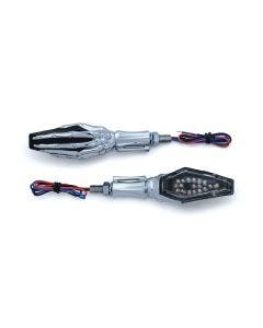 Kuryakyn Chrome Skeleton Hand Single Function Turn Signal for Harley / Metric Pair | 2528