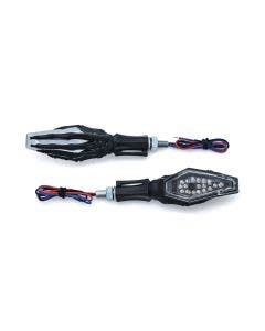 Kuryakyn Black Chr Skeleton Hand Single Function Turn Signal for Harley / Metric Pair | 2529
