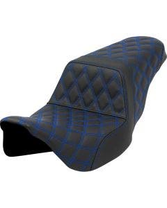 Saddlemen Step-Up Black Full Lattice W/Blue Stitch Seat Harley 08-24 Touring