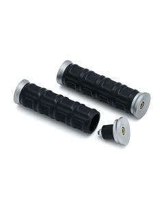 Kuryakyn 6676 Silver Dillinger Grips EPDM Aluminum Universal 1" Handlebars Fit