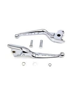 V-Twin 26-0800 Chrome Drilled Hand Lever Set 3-Hole Harley FLT Touring 14-16