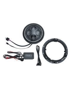 Kuryakyn 2478 Black Orbit Prism+ 7” L.E.D. Headlight w/ Bluetooth Controller HD