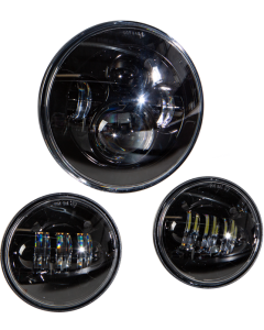 Harddrive Black CREE LED 7" Headlight 4.5" Passing Lamp Set Black Harley 94-Up