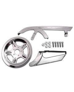 Chrome Rear Upper & Lower Belt Guard Pulley Cover Kit Harley XL 04-16 27-0619