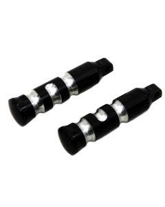 Black Contour Grooved Deep Cut Footpeg Set Male Mount Harley-Davidson 27-1056