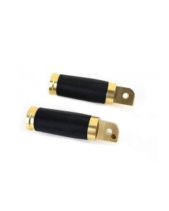 V-Twin 27-0497 Wyatt Gatling Brass Passenger Footpeg Set Harley Softail M8 18-Up