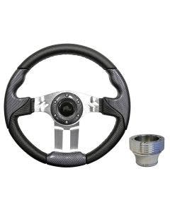 RHOX ACC-SW128 Carbon / Aluminum 13" Aviator 5 Steering Wheel Kit for EZGO