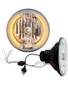 Headwinds Chrome 7" Headlamp LED Headlight w/ Snake Eye Turn Signals H4 Harley