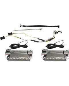 Custom Dynamics Chrome LED Amber White Engine Guard Lights 14-Up Harley FLH