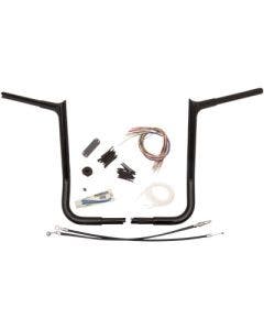 FBI Fat Baggers Black 16" EZ Install Pointed Handlebar Package Harley FLH 08-13