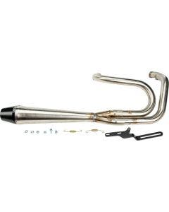 Sawicki 2 into 1 Raw Pipe Black Tip Exhaust System Harley Dyna FXD 91-17