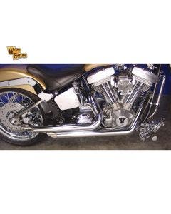 Chrome 2 1/4" Side Slash Style Drag Exhaust Pipe Set Harley Softail FXST 30-0556