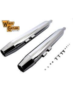 V-Twin 30-0639 Muffler Set with Chrome Long Tapered End Tips Harley FLT 95-16
