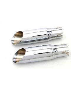 V-Twin 30-0672 Chrome Mini Exhaust Tip Set 1.75" Inlet Harley Custom Metric