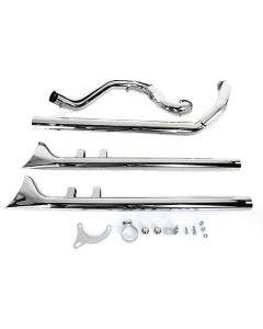 V-Twin 30-0677 Chrome True Dual Header & Exhaust with Fishtails Harley FLT 95-06