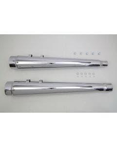 V-Twin 30-0939 Chrome Wyatt Gatling Megaphone Slip On Mufflers 17-19 Harley FLTR