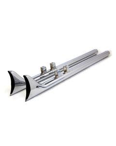Wyatt Gatling Chrome 36 Straight Fishtail Slip On Mufflers Harley Touring 95-16