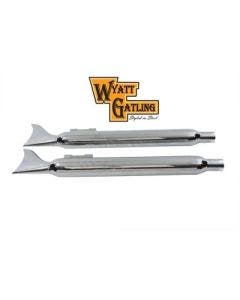 Wyatt Gatling Chrome Fishtail Slip-On Muffler Set fits Harley Touring FL 95-16