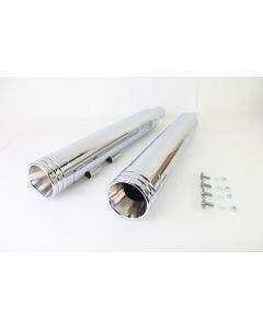Chrome Wyatt Gatling 4" Slip-On Mufflers 2 Ring Comet Tip Harley Touring 17-20
