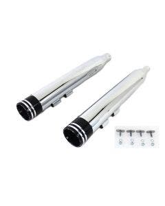 Chrome Wyatt Gatling 4" Slip-On Mufflers w/ Black Comet Tip Harley Touring 17-20