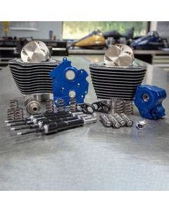S&S M8 Power Package 124" Oil Cooled Chain Drive Highlighted Fins Black Tubes