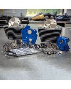 S&S M8 Power Pack 128 Water Cooled Chain Drive Highlighted Fins Chrome Tubes