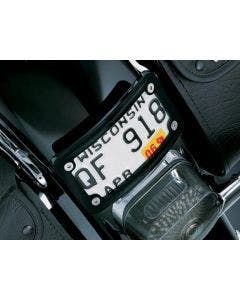 Kuryakyn Gloss Black Curved Laydown License Plate Frame for any H-D Model