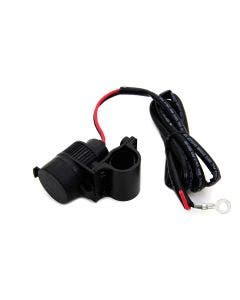 V-Twin Black USB Cellphone MP3 Plug Charger w/ Clamp for All Motorcycle Models