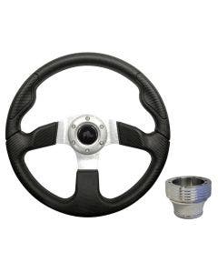 RHOX ACC-SW133 Black / Aluminum 13" Formula GT Steering Wheel Kit for EZGO