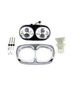 V-Twin 33-1100 Chrome Dual LED Headlamp Unit OE 67700109 Harley FLTR 04-13