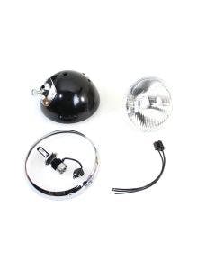 V-Twin 33-1769 12 Volt LED 7" Headlamp Black Center Stud Harley Panhead FL 49-59
