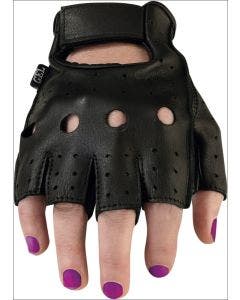 Z1R Womens 243 Premium Goat Skin Leather Perforated Open Knuckle Half Gloves