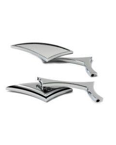 V-Twin 34-0858 Odins Curved Chrome Low Profile Mirrors Set Harley or Metric