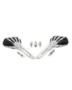V-Twin 34-1319 Skeleton Mirrors Bone Shaped Chrome Wyatt Gatling Harley 65-Up