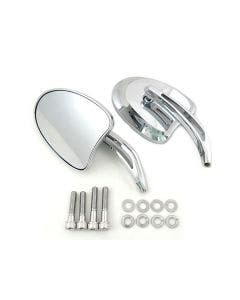 V-Twin 34-1958 Chrome Mini Tapered Mirrors Short Slotted Stem Harley Metric '65+