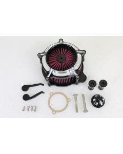 V-Twin 34-1673 Black Aluminum Exposed Air Filter Cleaner Kit 08-17 Harley FL FXD