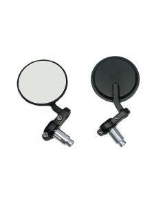 Cafe Style Mirror Set Pair Black for 1" Bars Harley-Davidson & Custom Motorcycle