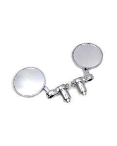 Cafe Style Mirror Set Pair Chrome for 7/8" Bars Harley-Davidson & Custom Moto