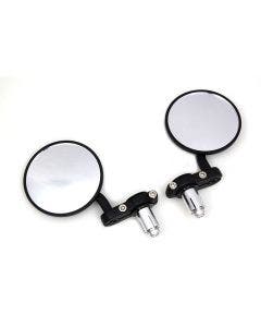 Cafe Style Mirror Set Pair Black for 7/8" Bars Harley-Davidson & Custom Moto