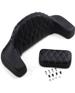 Mustang 76022WT Black Concho / Diamond Heated Backrest Indian Roadmaster 16-Up