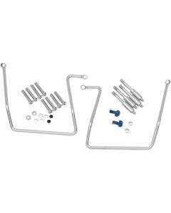 Drag Rear Mount Chrome Saddlebag Support Brackets Rails Harley FXD FXDF FXDWG
