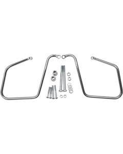 Drag Forward Mount Chrome Saddlebag Support Brackets Rails Harley 08-16 FXD/WG