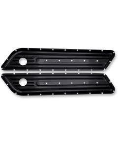 Covingtons Customs Dimpled Black Saddlebag Hinge Latch Covers Harley 14-19
