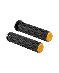 Arlen Ness Diamond Gold TBW Grips 4 Harley 08-22 FL/Dyna/Softail