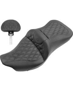 Saddlemen Black Lattice Stitch Roadsofa Seat W/Backrest Harley 09-24 FLH/FLT